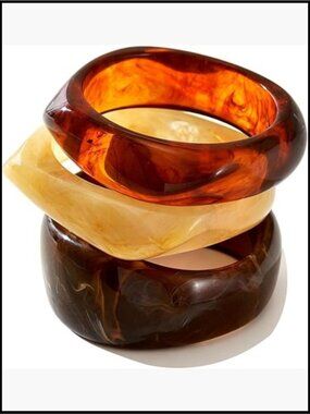 Chunky Acrylic Bangle Bracelets Set Wide Resin Statement Stackable Jewelry
